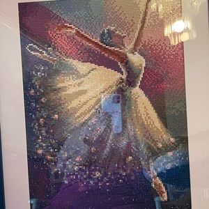 Beaded picture beads put on one by one. 24 x 30 framed. $150 hand beaded